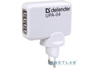 Адаптер сетевой USB Defender UPA-04 / АС 110-240 В / DC 5 В / вых. ток 1*0,5А + 1*0,5А + 1*1А + 1*2A / белый.
